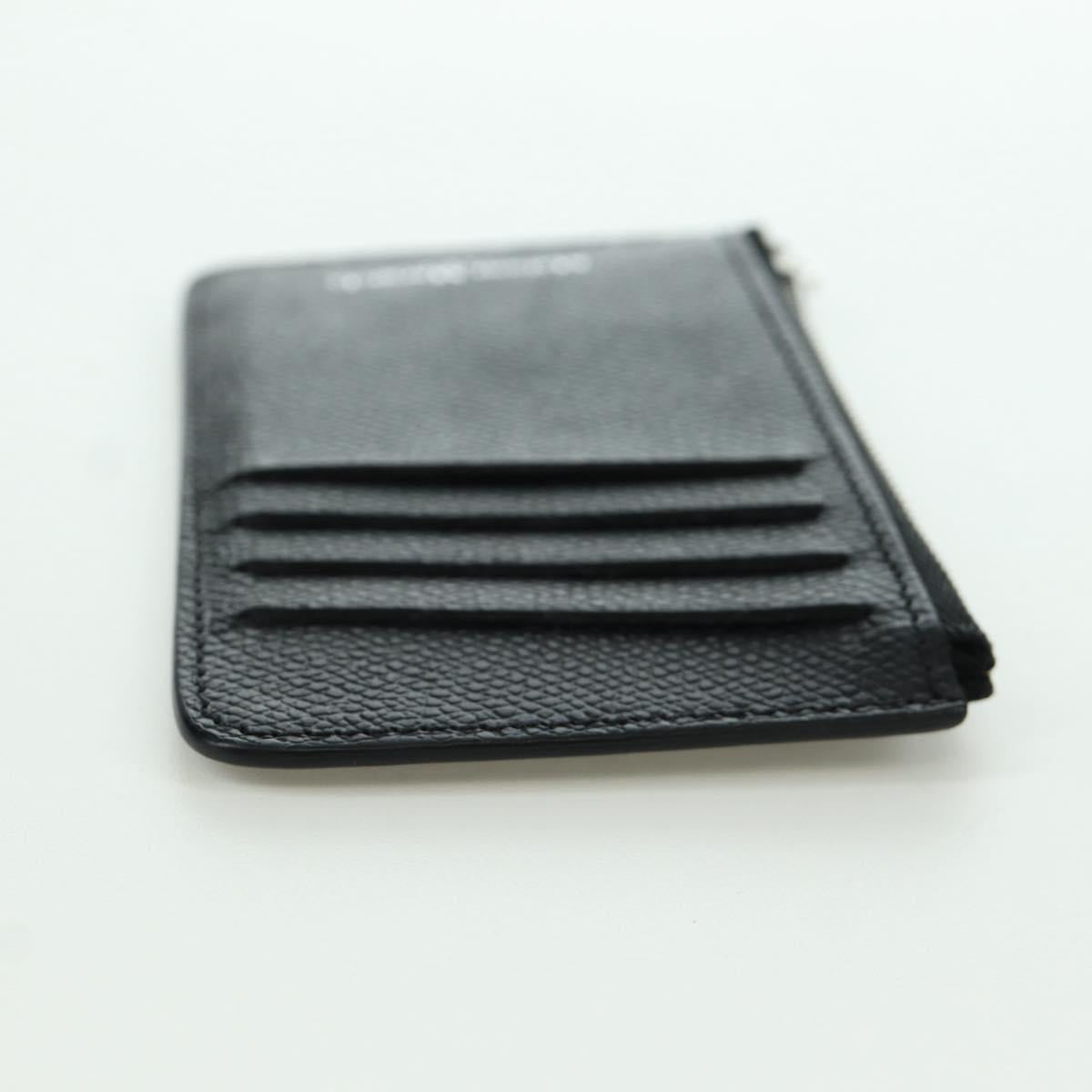 Maison Margiela Card Case Leather Black Silver Auth 168834M