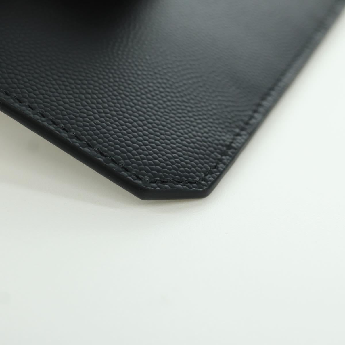 SAINT LAURENT Card Case Leather Black Auth 168835M