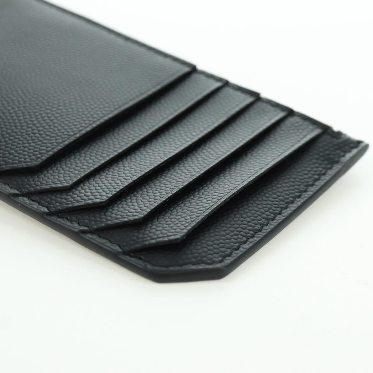 SAINT LAURENT Card Case Leather Black Auth 168835M