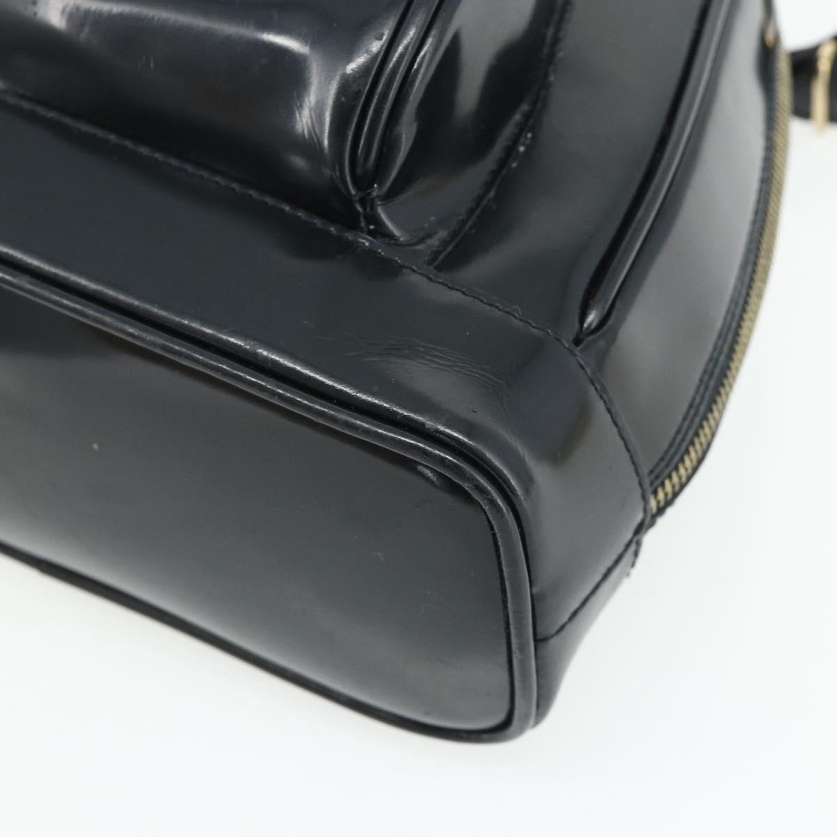 GUCCI Bamboo Shoulder Bag Patent Leather Black Gold 003 2113 0127 Auth 168840