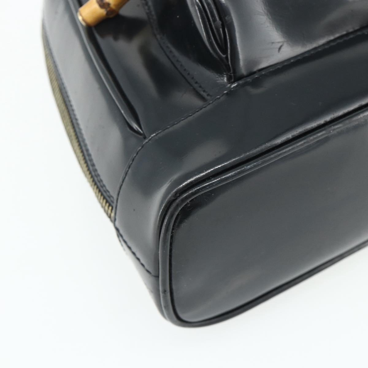 GUCCI Bamboo Shoulder Bag Patent Leather Black Gold 003 2113 0127 Auth 168840