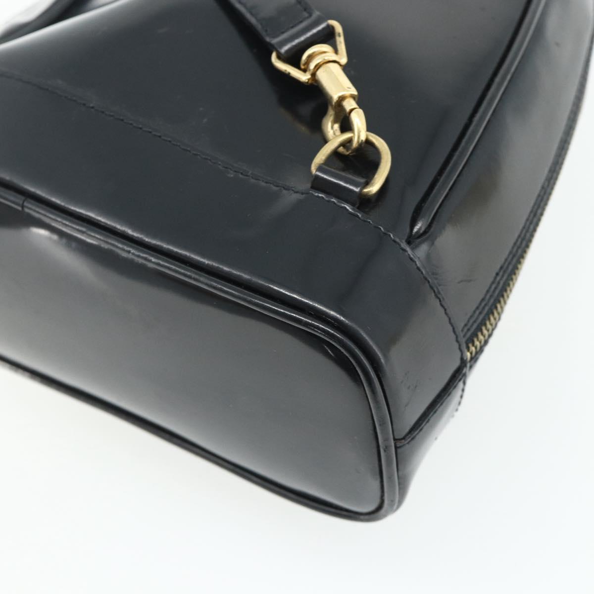 GUCCI Bamboo Shoulder Bag Patent Leather Black Gold 003 2113 0127 Auth 168840
