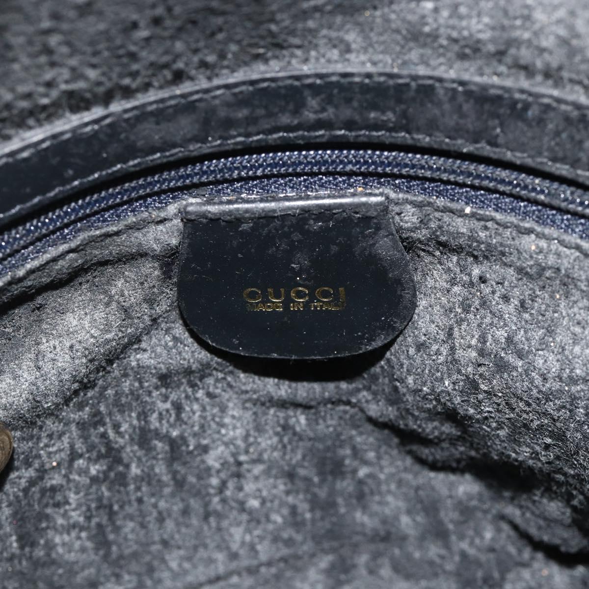 GUCCI Bamboo Shoulder Bag Patent Leather Black Gold 003 2113 0127 Auth 168840