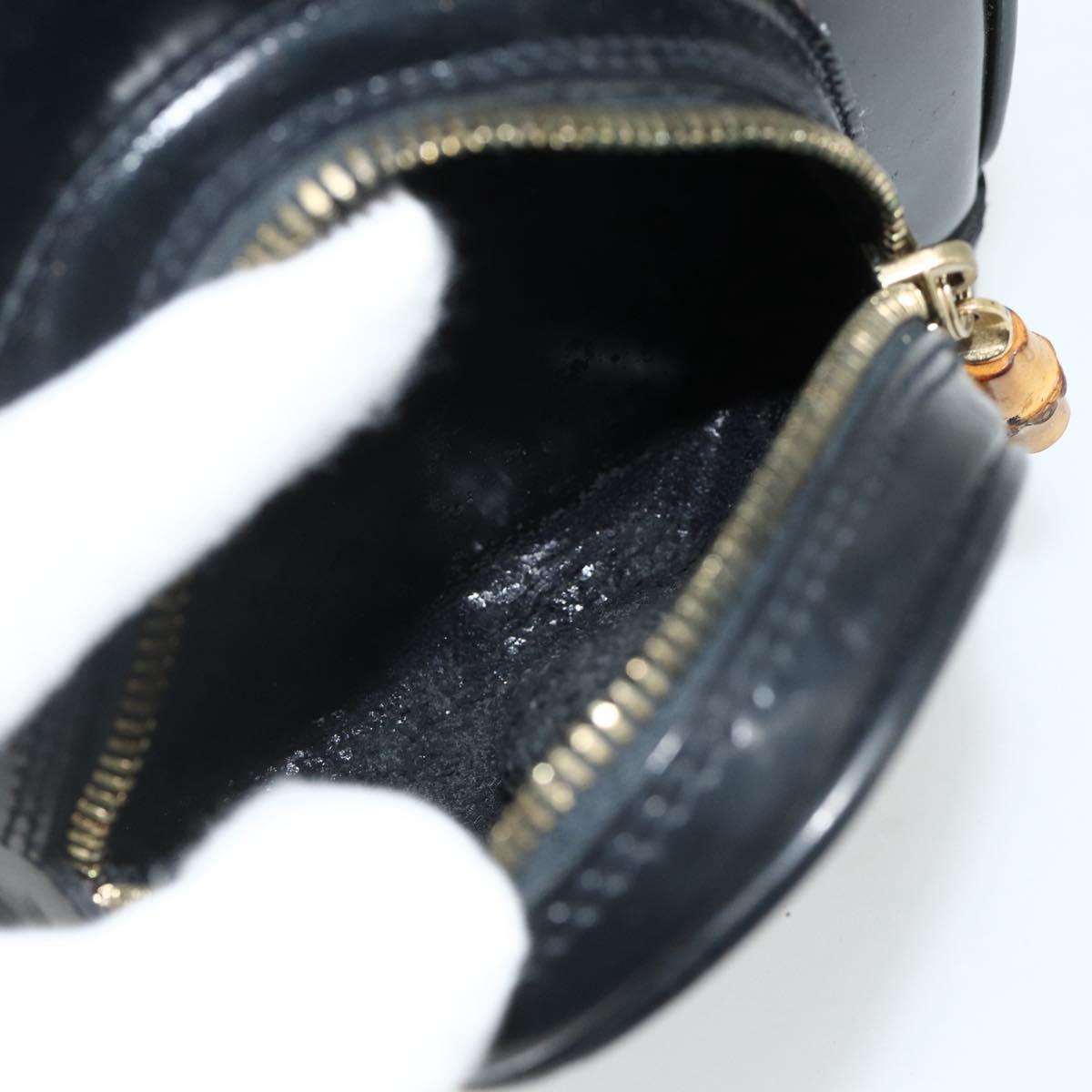 GUCCI Bamboo Shoulder Bag Patent Leather Black Gold 003 2113 0127 Auth 168840