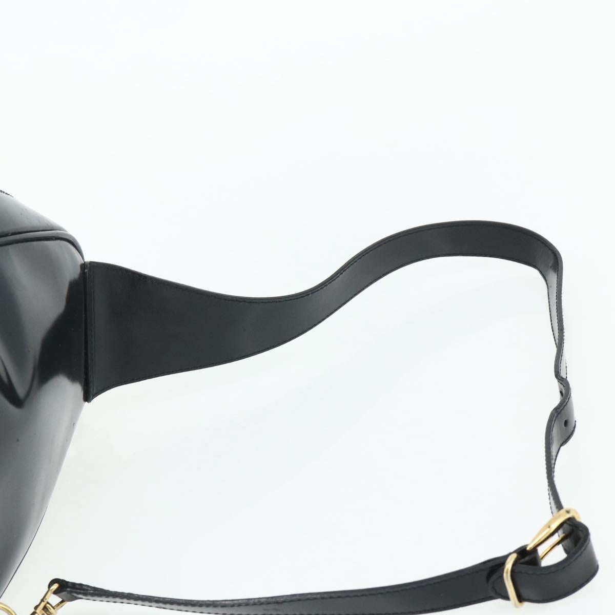 GUCCI Bamboo Shoulder Bag Patent Leather Black Gold 003 2113 0127 Auth 168840
