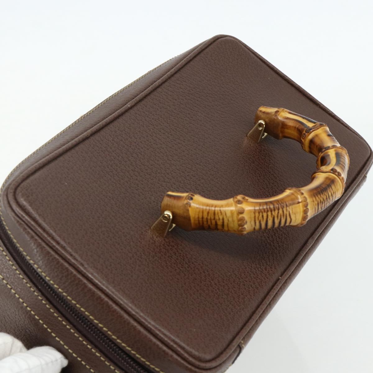 GUCCI Bamboo Hand Bag Leather 2way Brown Gold 013 2122 2491 Auth 168841