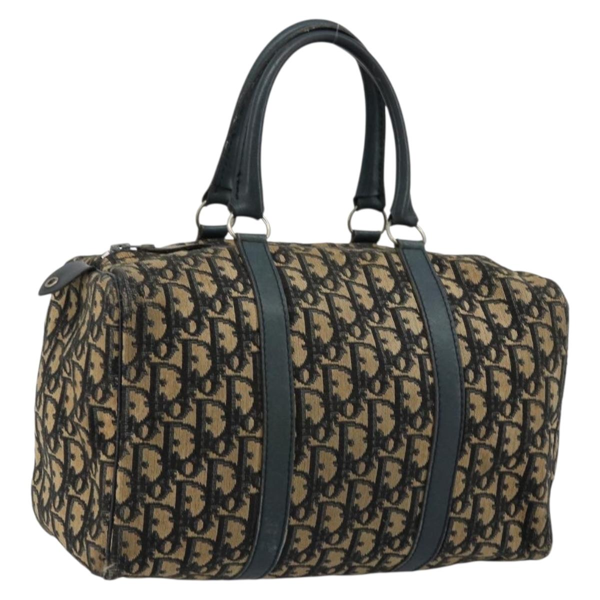 Christian Dior Trotter Canvas Hand Bag Navy Silver Auth 168844