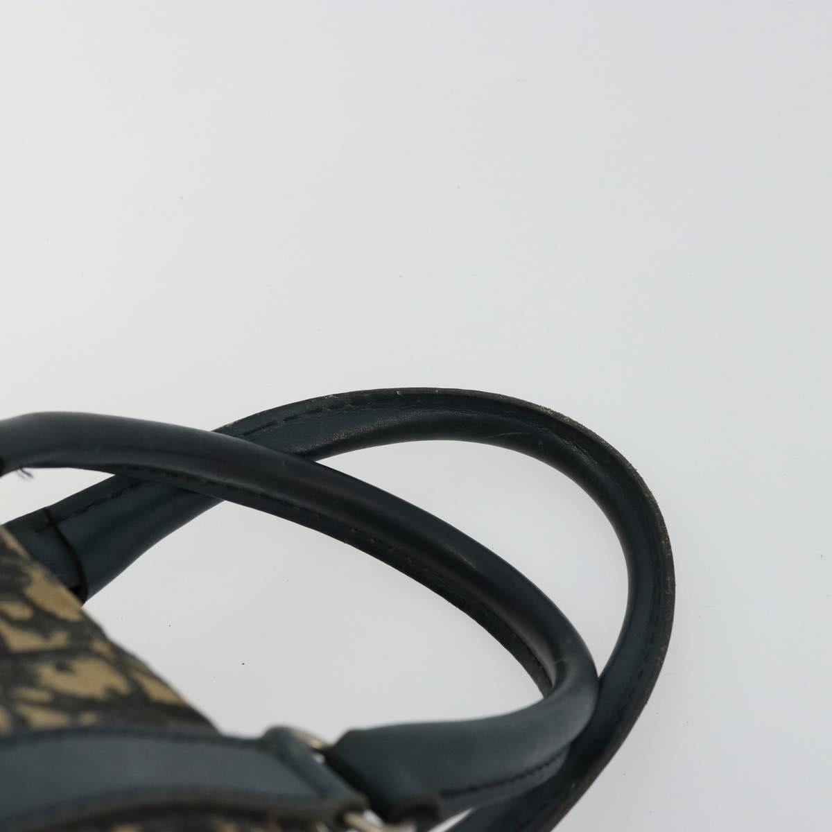Christian Dior Trotter Canvas Hand Bag Navy Silver Auth 168844