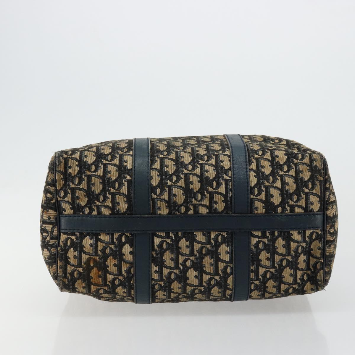 Christian Dior Trotter Canvas Hand Bag Navy Silver Auth 168844