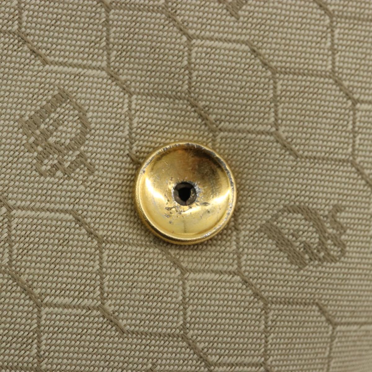 Christian Dior Honeycomb Canvas Shoulder Bag Beige Gold Auth 168850