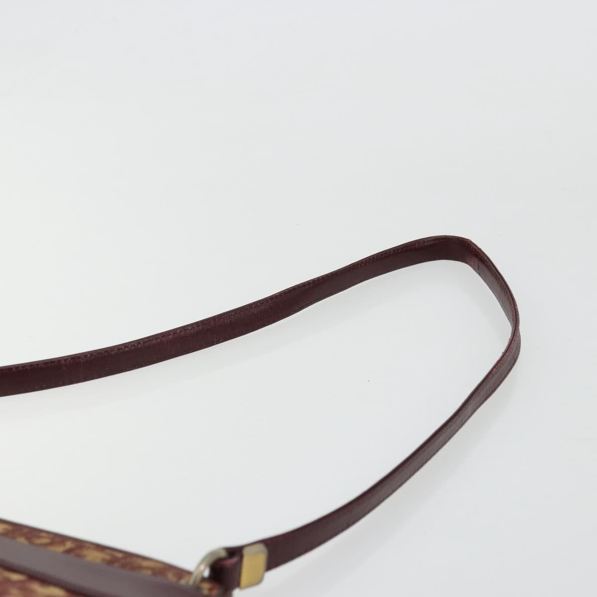 Christian Dior Trotter Canvas Shoulder Bag Red Gold Auth 168852