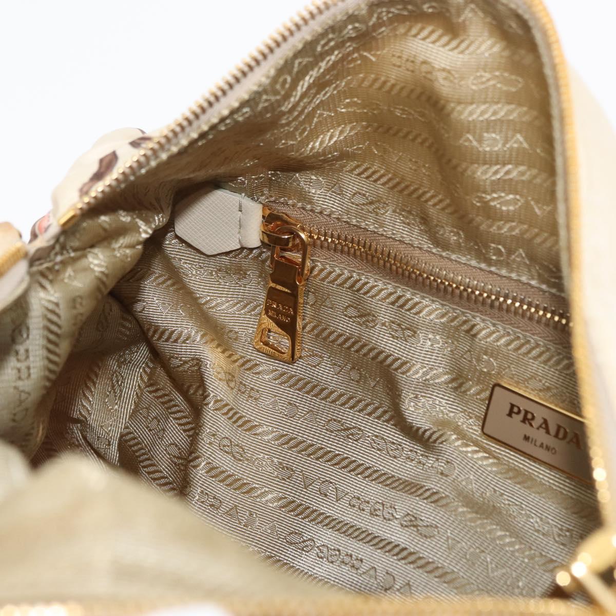 PRADA Hand Bag Nylon Beige Gold Auth 168855A