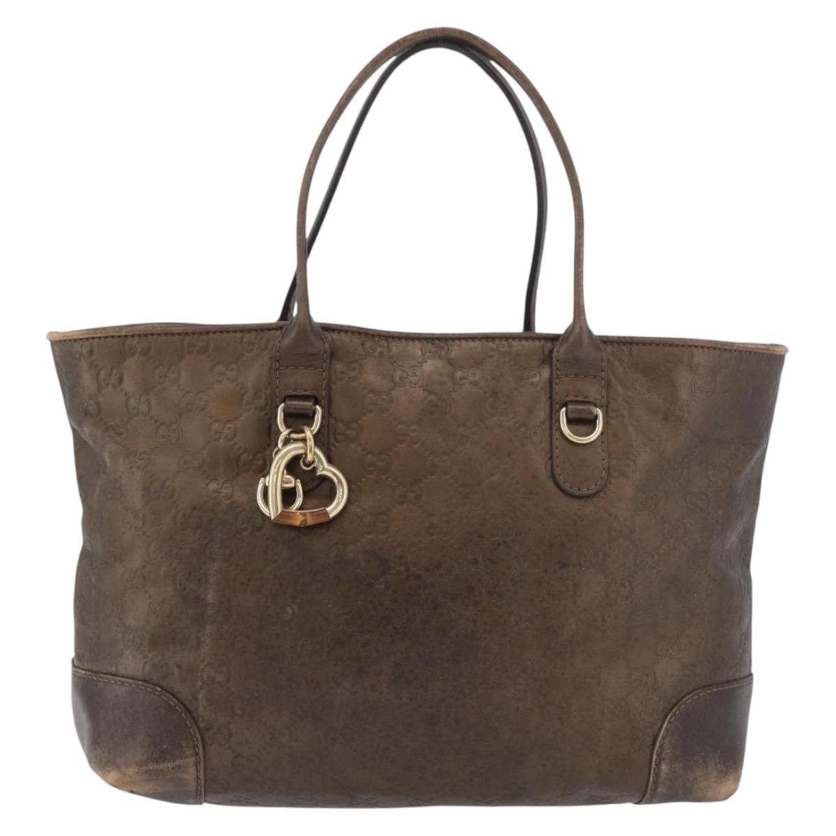 GUCCI GG Canvas Guccissima Bamboo Bag Leather Brown Gold 269956 Auth 168862A