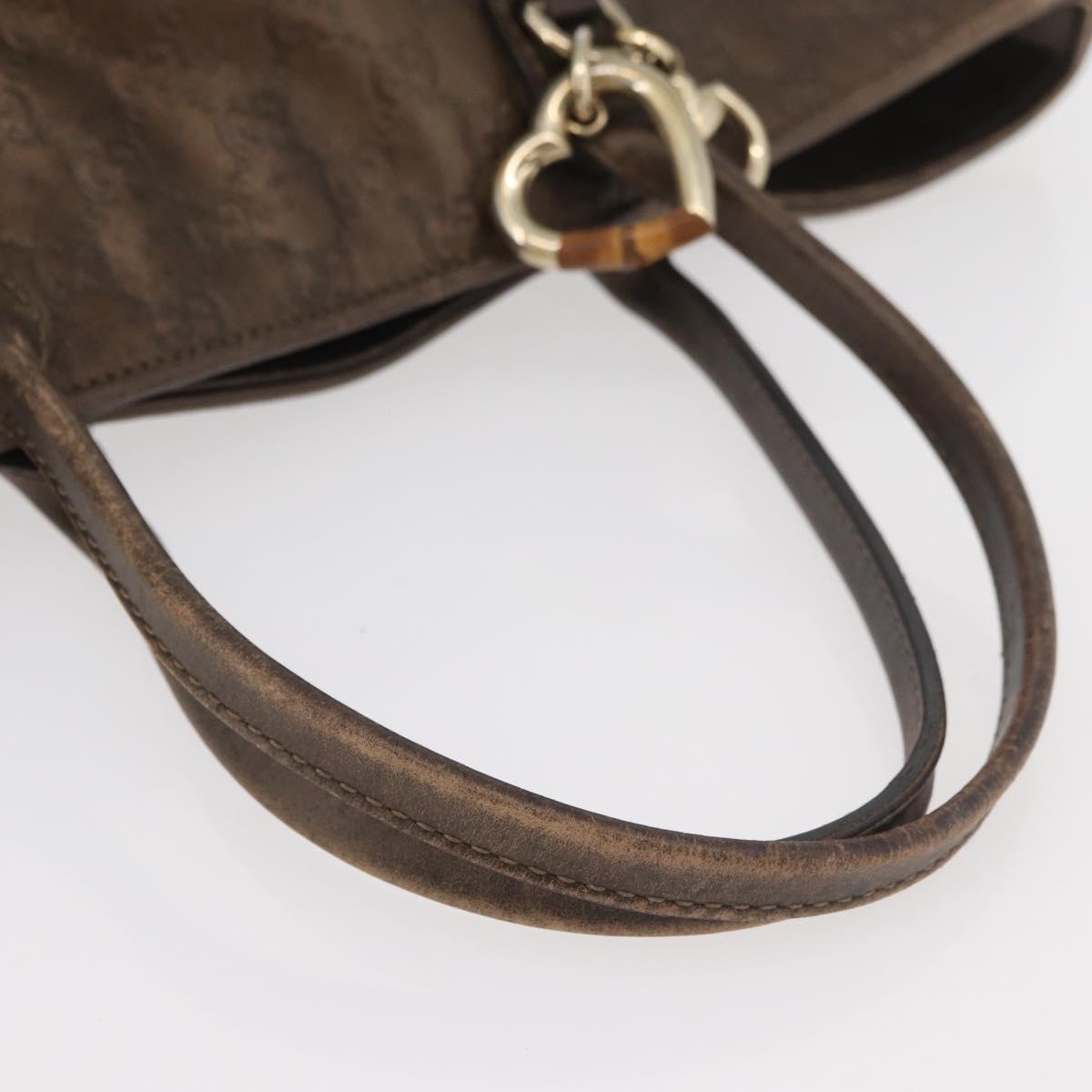 GUCCI GG Canvas Guccissima Bamboo Bag Leather Brown Gold 269956 Auth 168862A