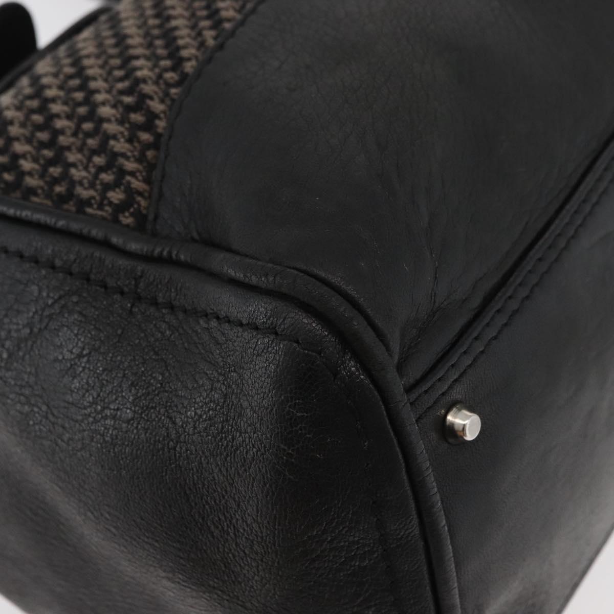 Chloe Paddington Hand Bag Canvas Black Brown Silver Auth 168864A