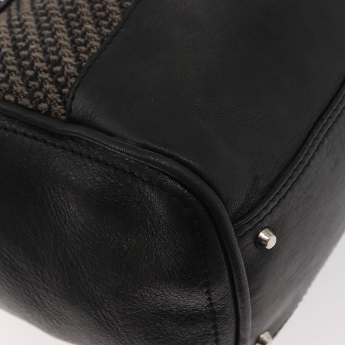 Chloe Paddington Hand Bag Canvas Black Brown Silver Auth 168864A