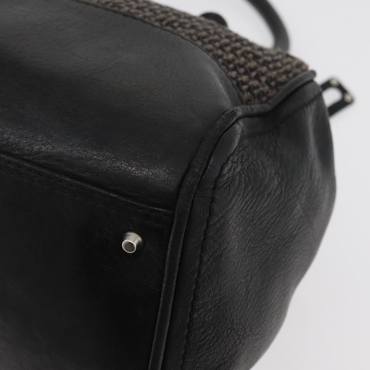 Chloe Paddington Hand Bag Canvas Black Brown Silver Auth 168864A