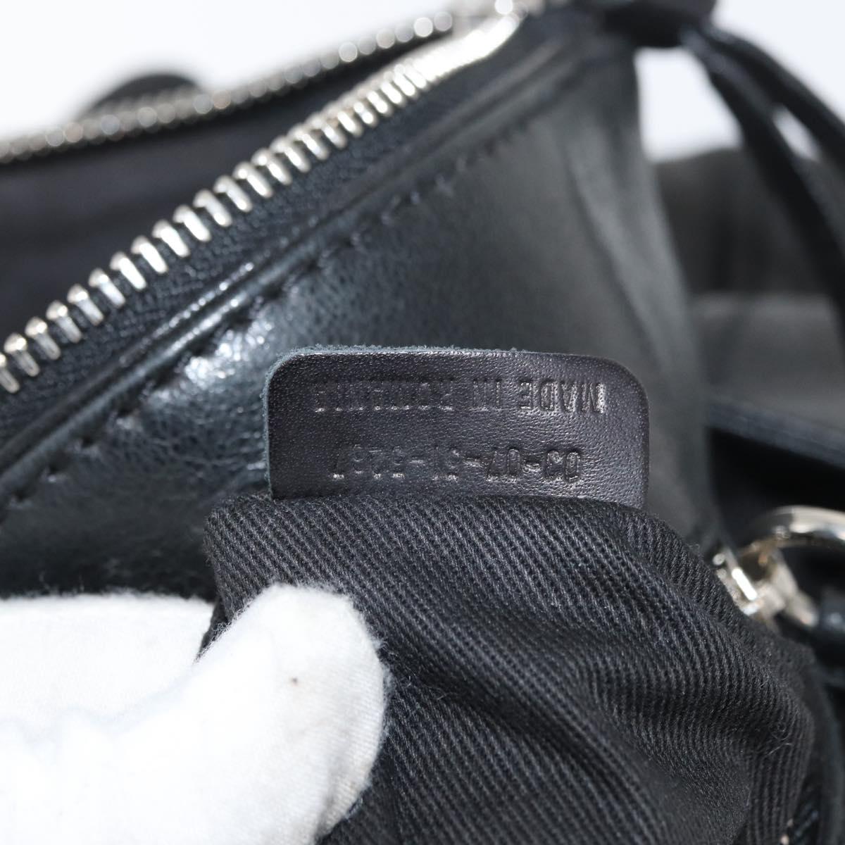 Chloe Paddington Hand Bag Canvas Black Brown Silver Auth 168864A