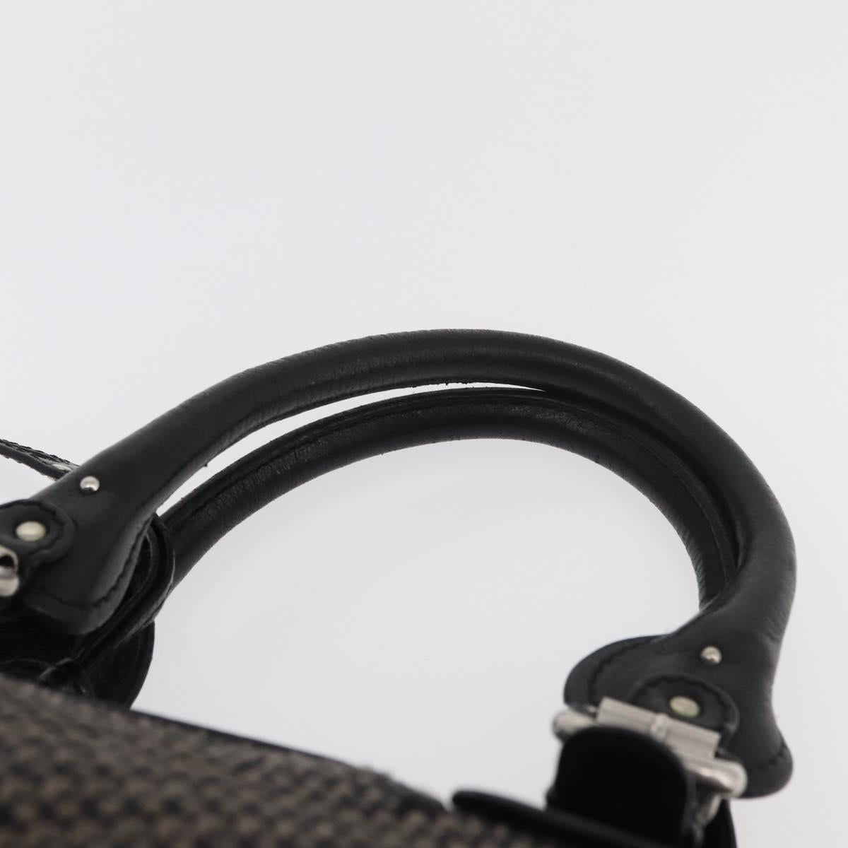 Chloe Paddington Hand Bag Canvas Black Brown Silver Auth 168864A