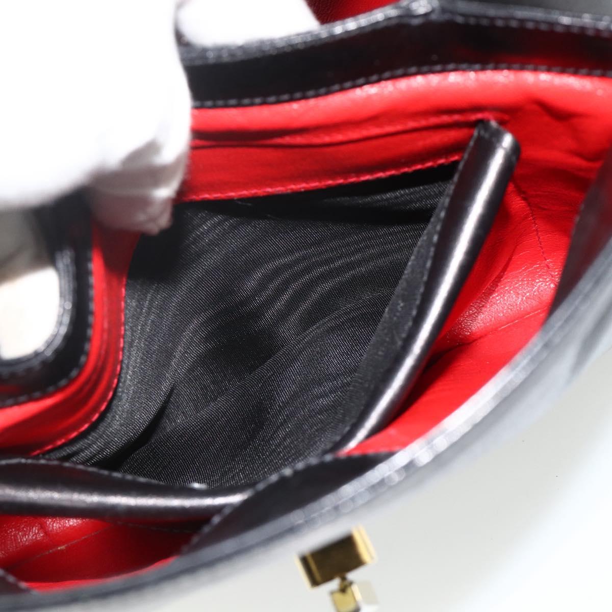 GUCCI Shoulder Bag Leather Black Gold Auth 168865A