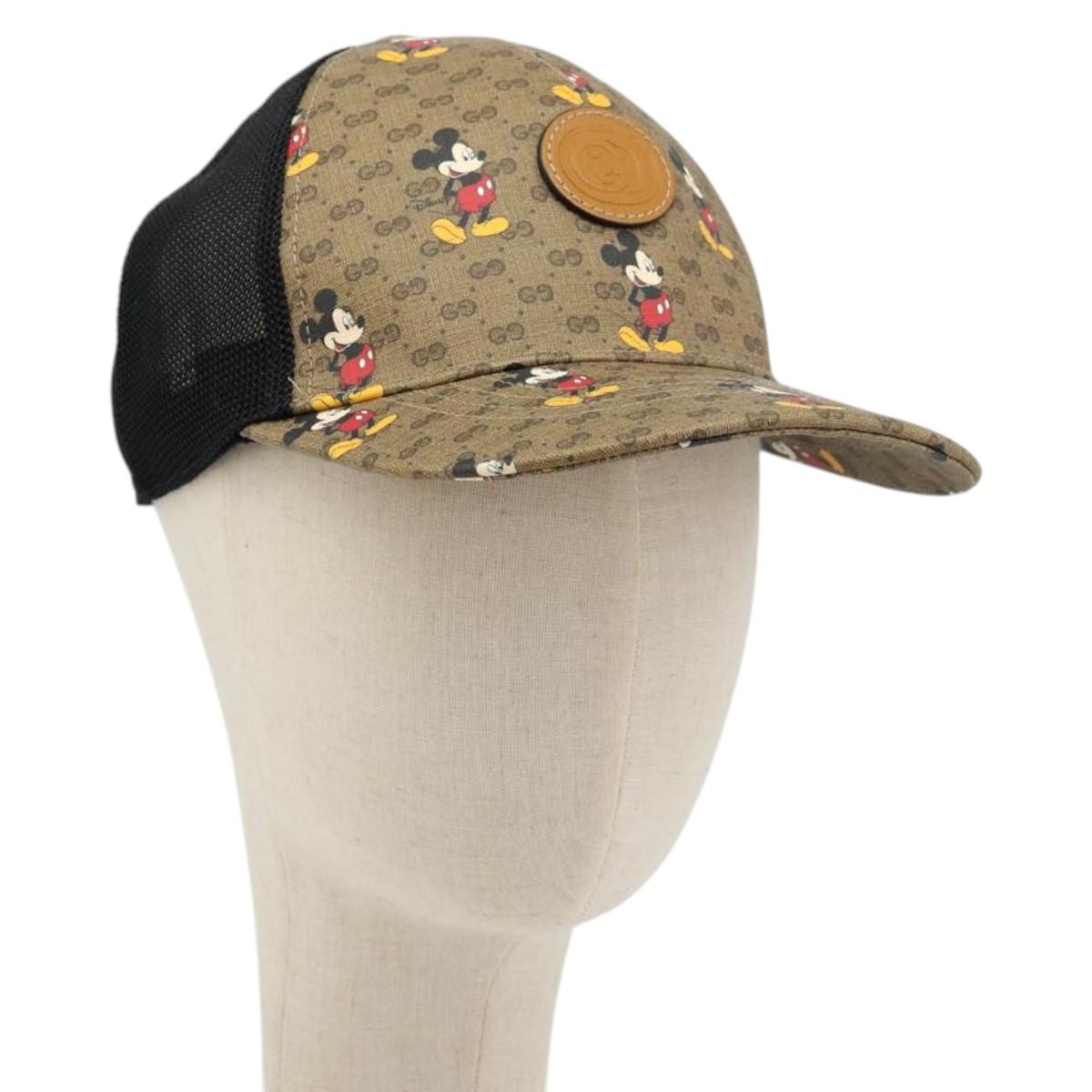 GUCCI Disney Baseball Cap Micro GG Supreme Cap PVC Beige 602979 Auth 168869A