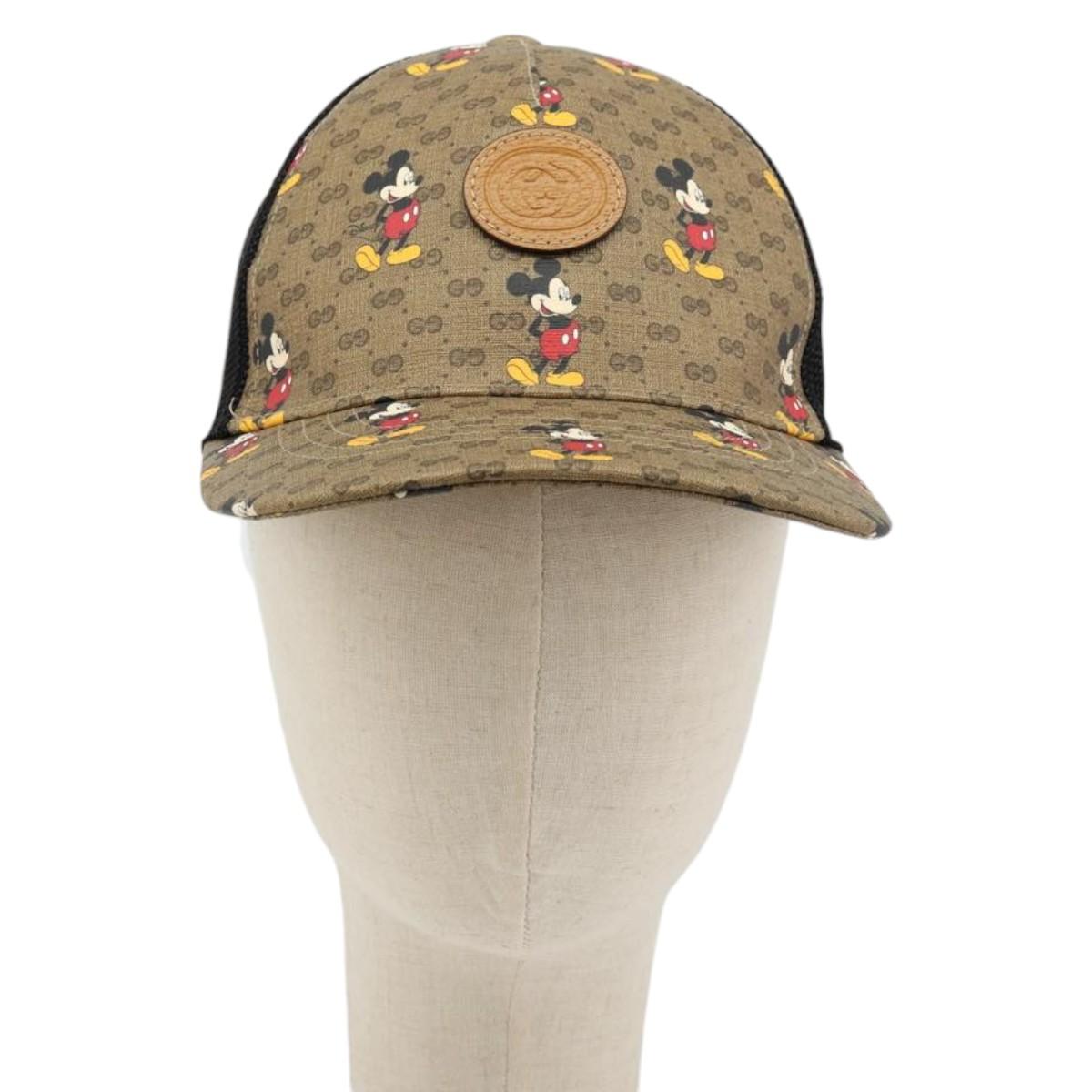 GUCCI Disney Baseball Cap Micro GG Supreme Cap PVC Beige 602979 Auth 168869A