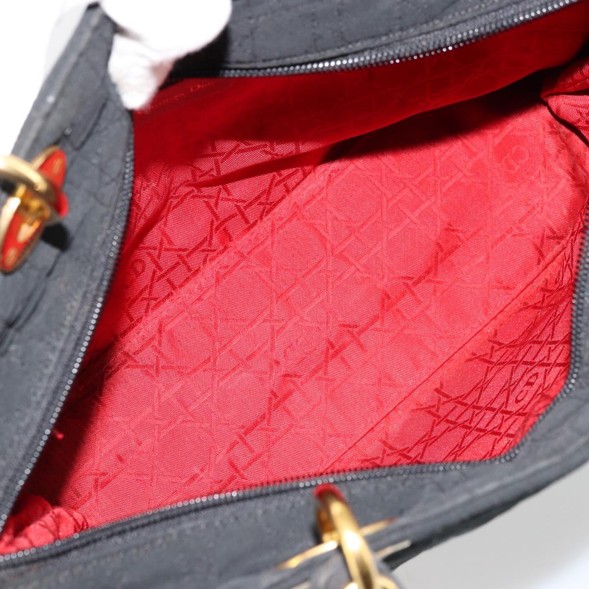 Christian Dior Lady Dior Hand Bag Black Gold Auth 168872