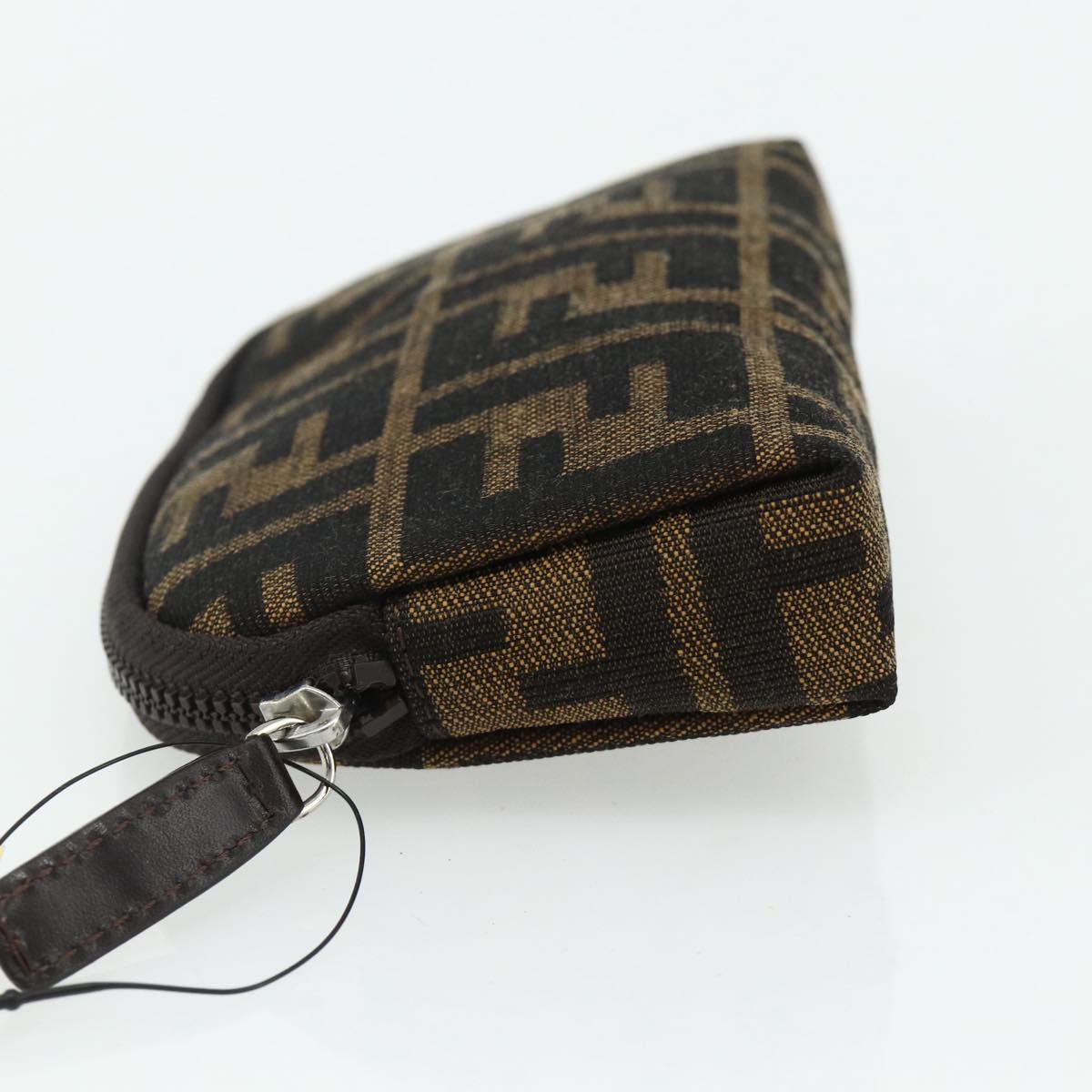 FENDI Zucca Canvas Pouch Black Brown Auth 168874