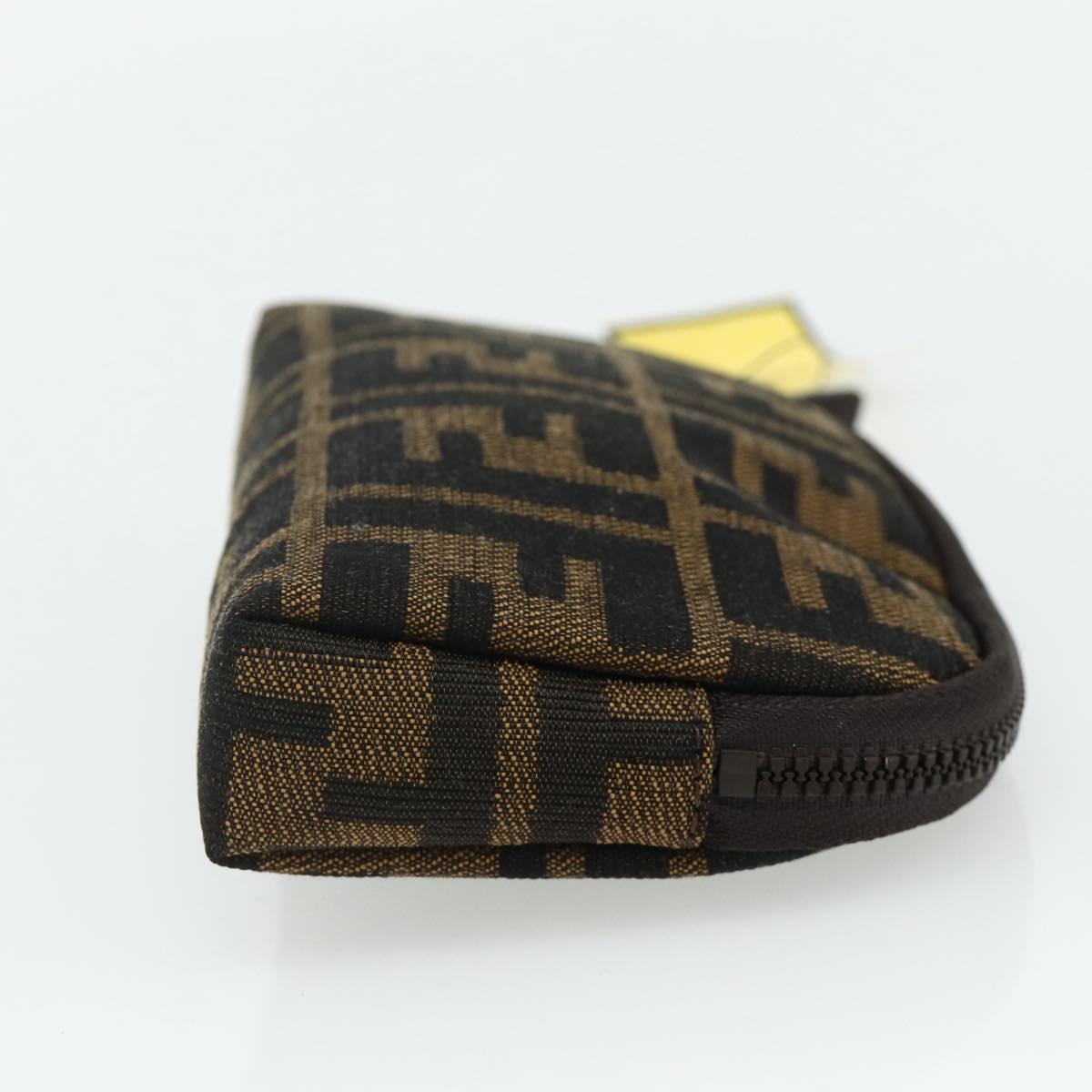 FENDI Zucca Canvas Pouch Black Brown Auth 168874