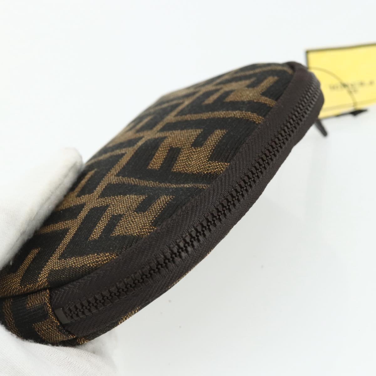 FENDI Zucca Canvas Pouch Black Brown Auth 168874