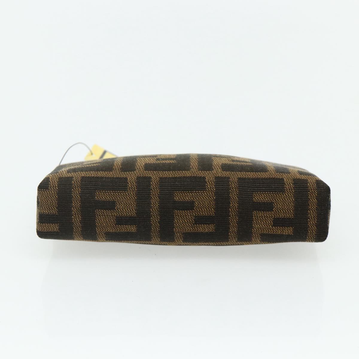 FENDI Zucca Canvas Pouch Black Brown Auth 168874