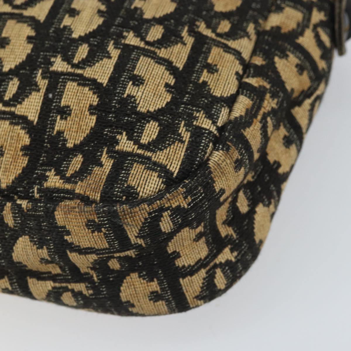Christian Dior Trotter Canvas Shoulder Bag Navy Gold Auth 168925