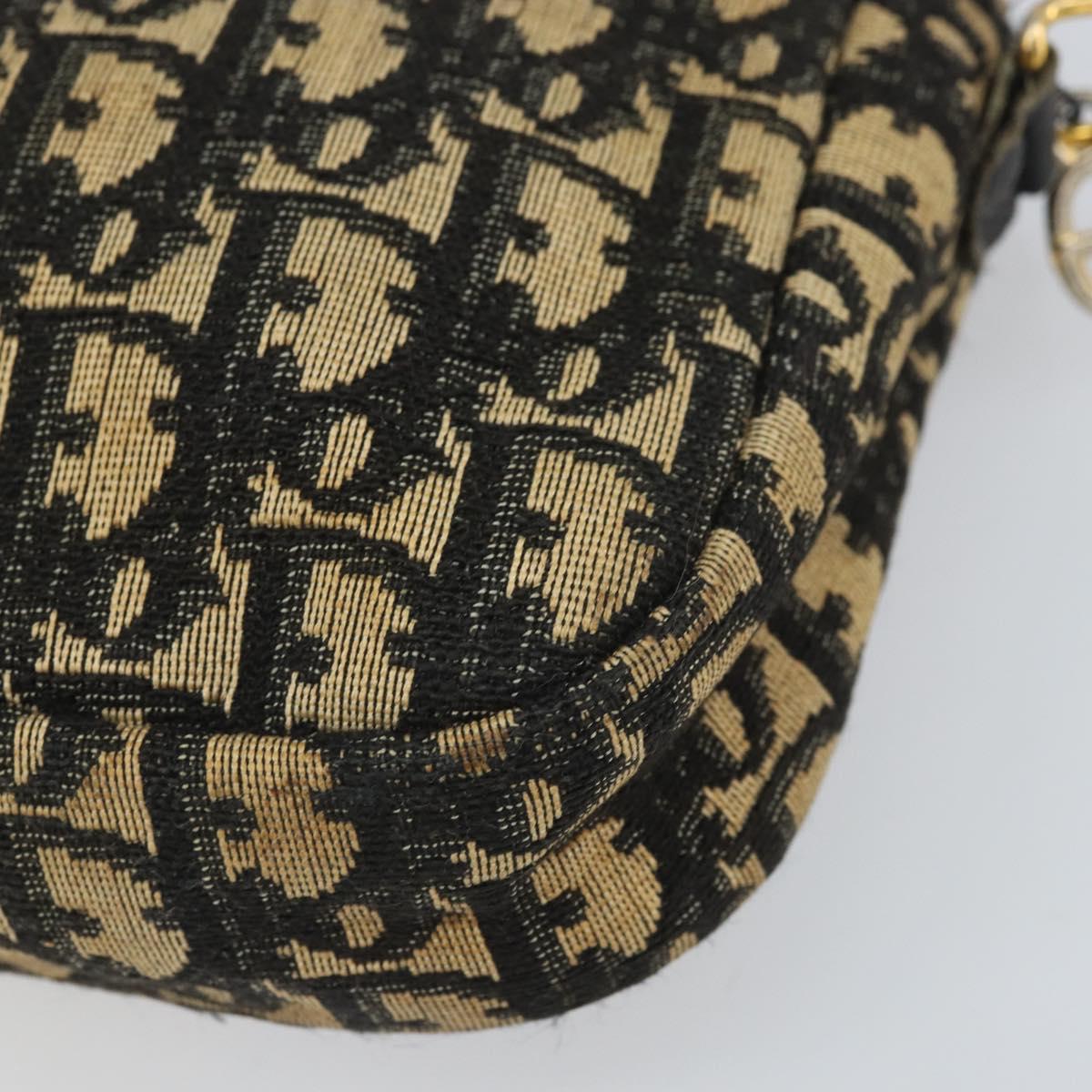 Christian Dior Trotter Canvas Shoulder Bag Navy Gold Auth 168925