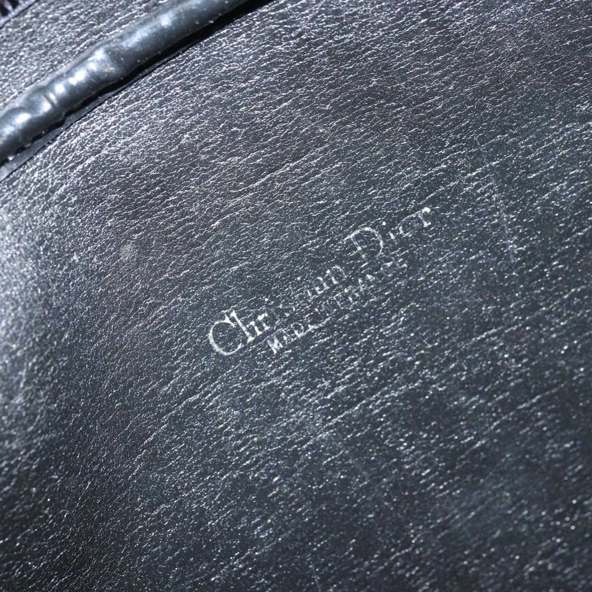 Christian Dior Trotter Canvas Shoulder Bag Navy Gold Auth 168925