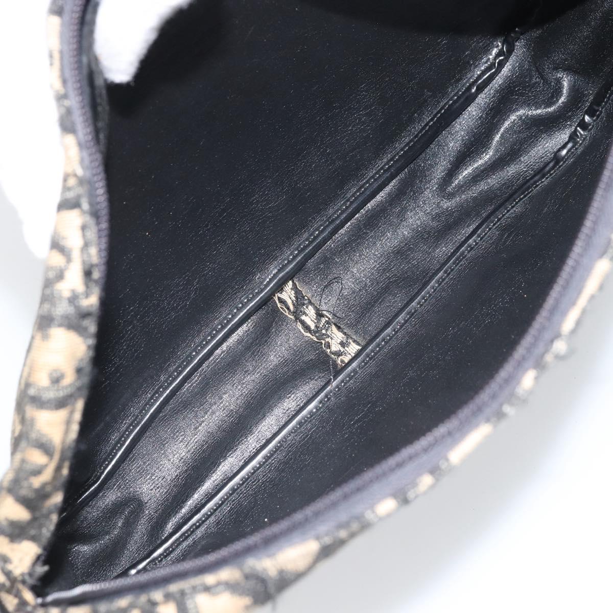 Christian Dior Trotter Canvas Shoulder Bag Navy Gold Auth 168925
