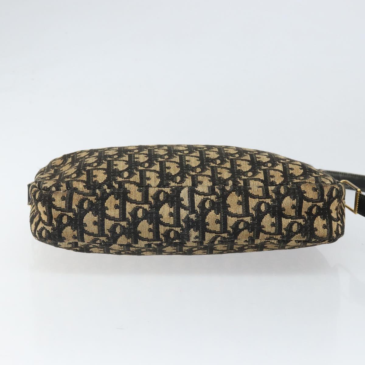 Christian Dior Trotter Canvas Shoulder Bag Navy Gold Auth 168925