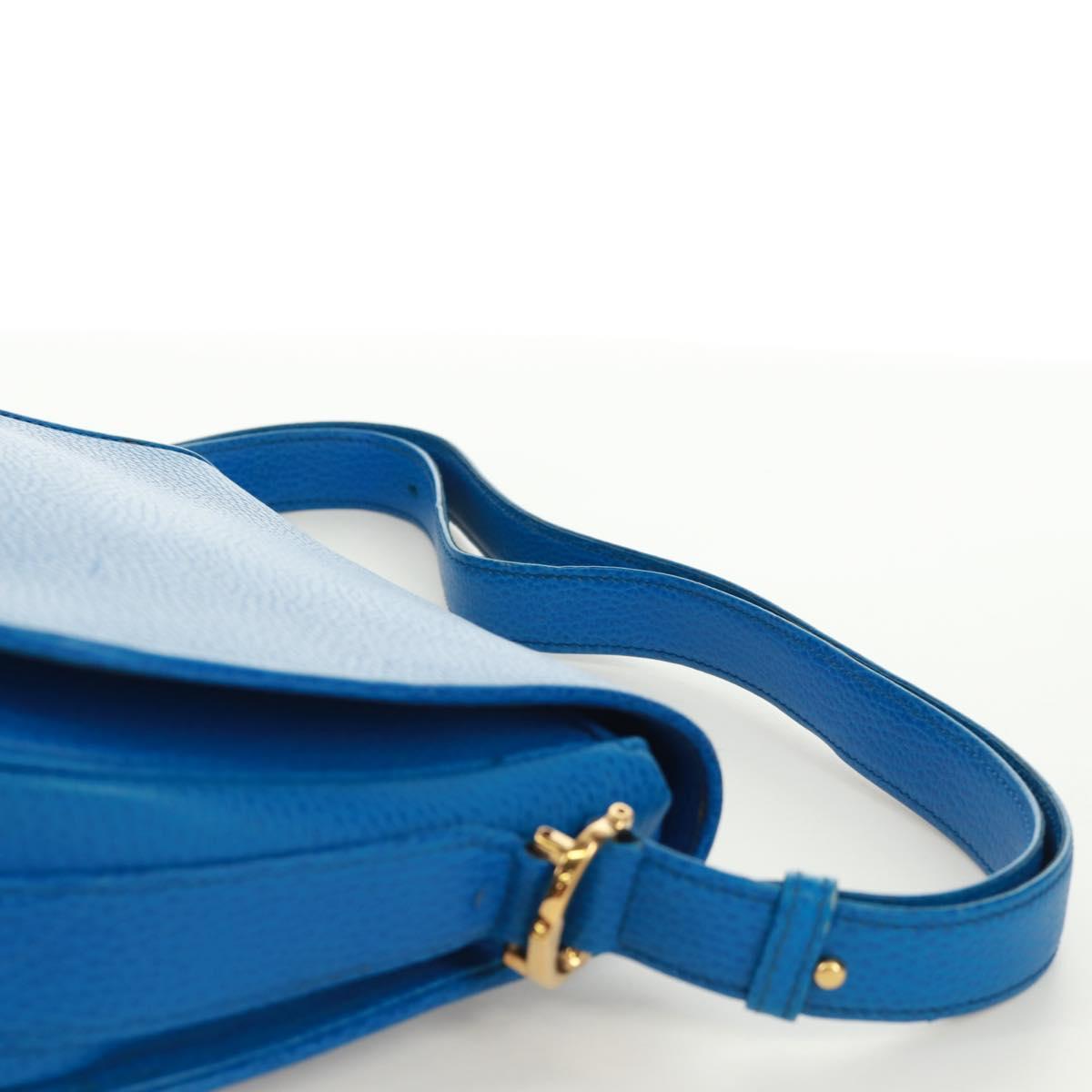 CARTIER Must Line Shoulder Bag Leather Blue Gold Auth 168927V