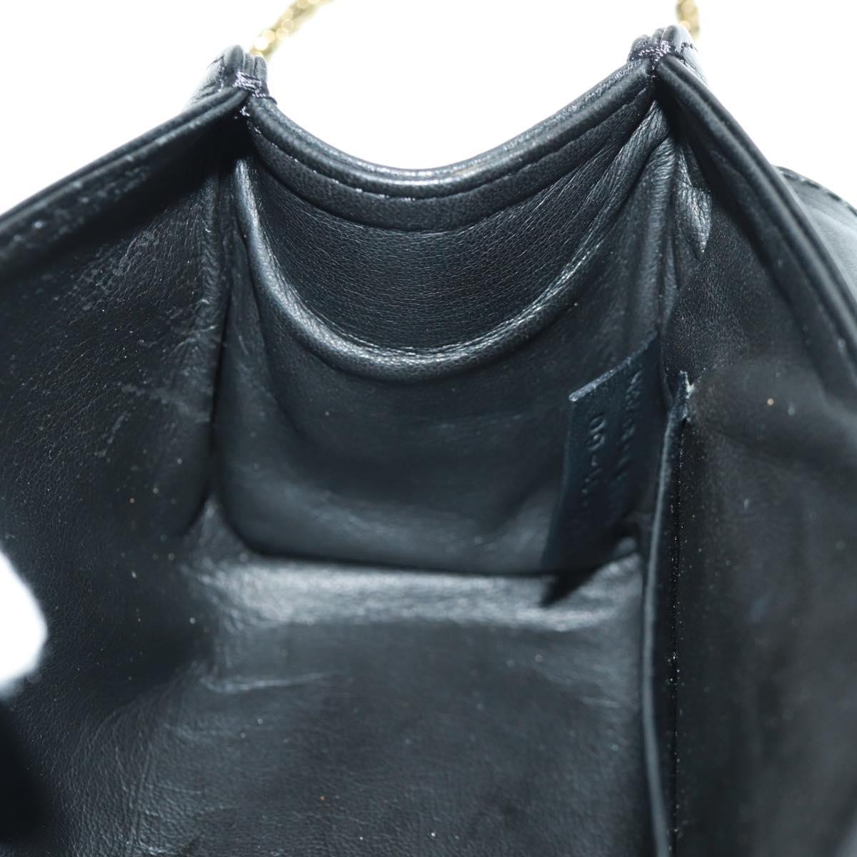 Chloe Chain June Shoulder Bag Leather Black Gold Auth 168935V