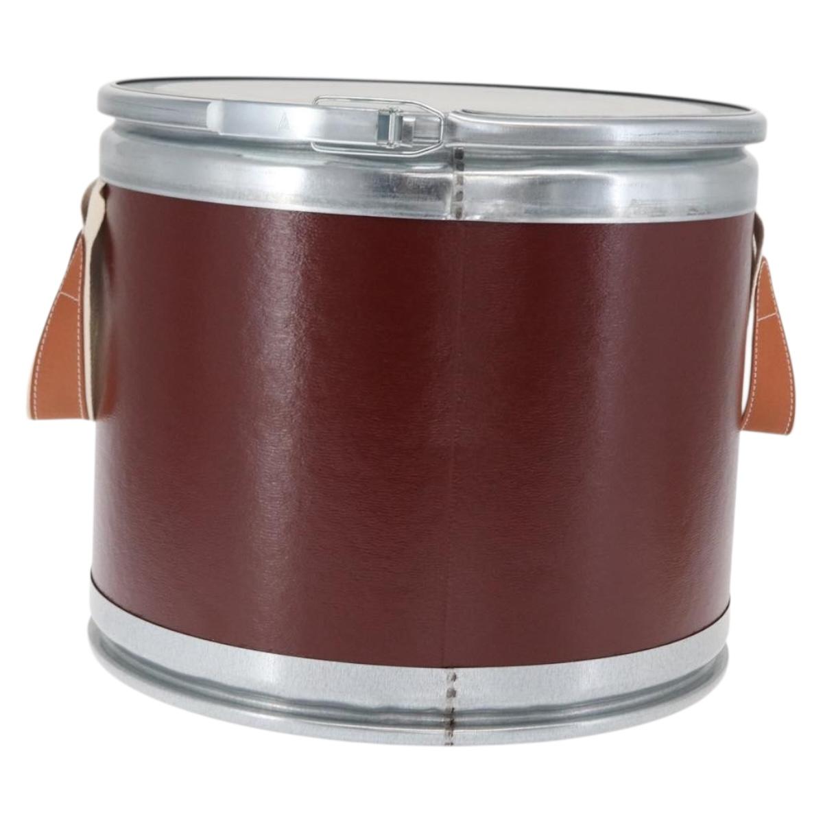HERMES Box Small Box Storage Box metal Bordeaux Auth 168946M