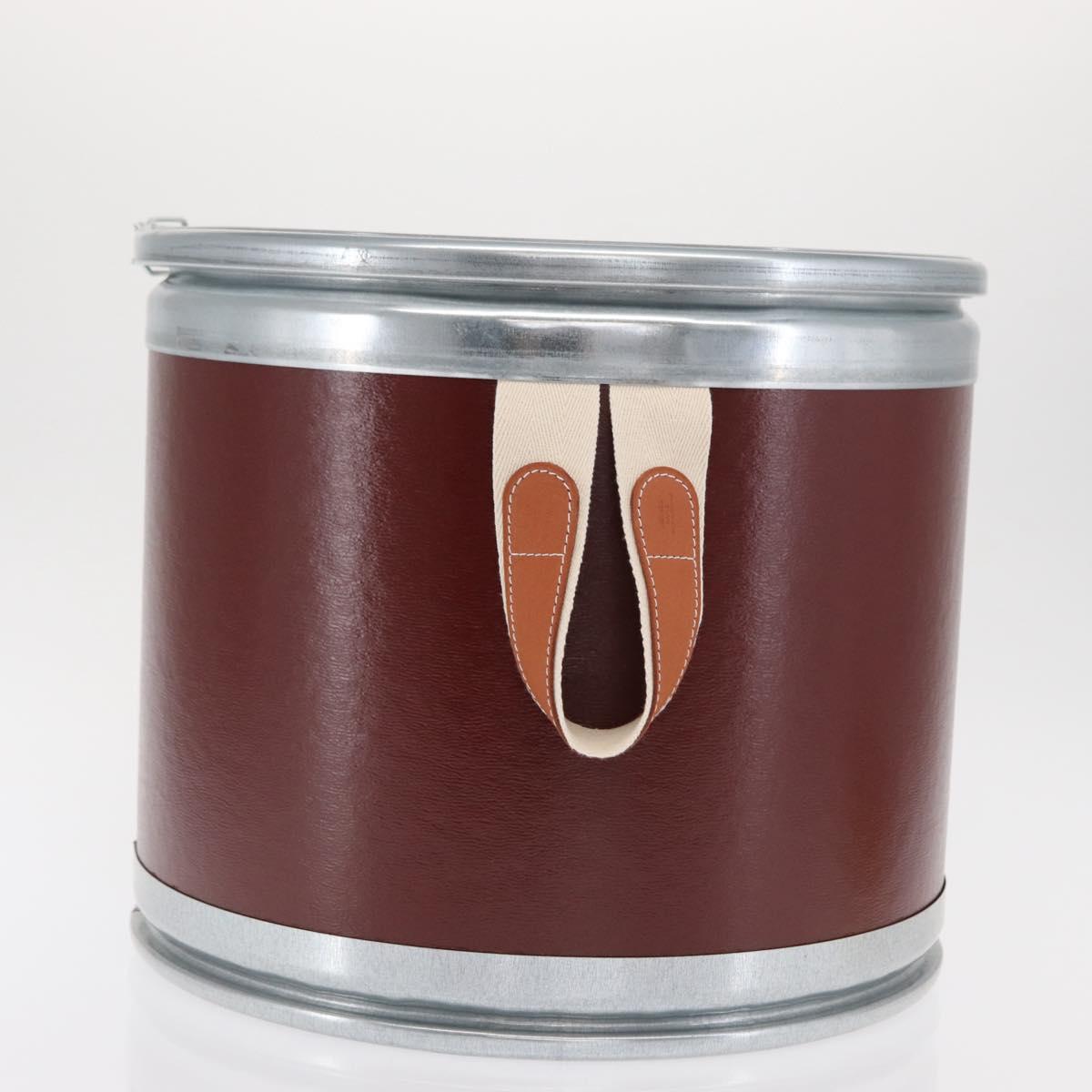 HERMES Box Small Box Storage Box metal Bordeaux Auth 168946M
