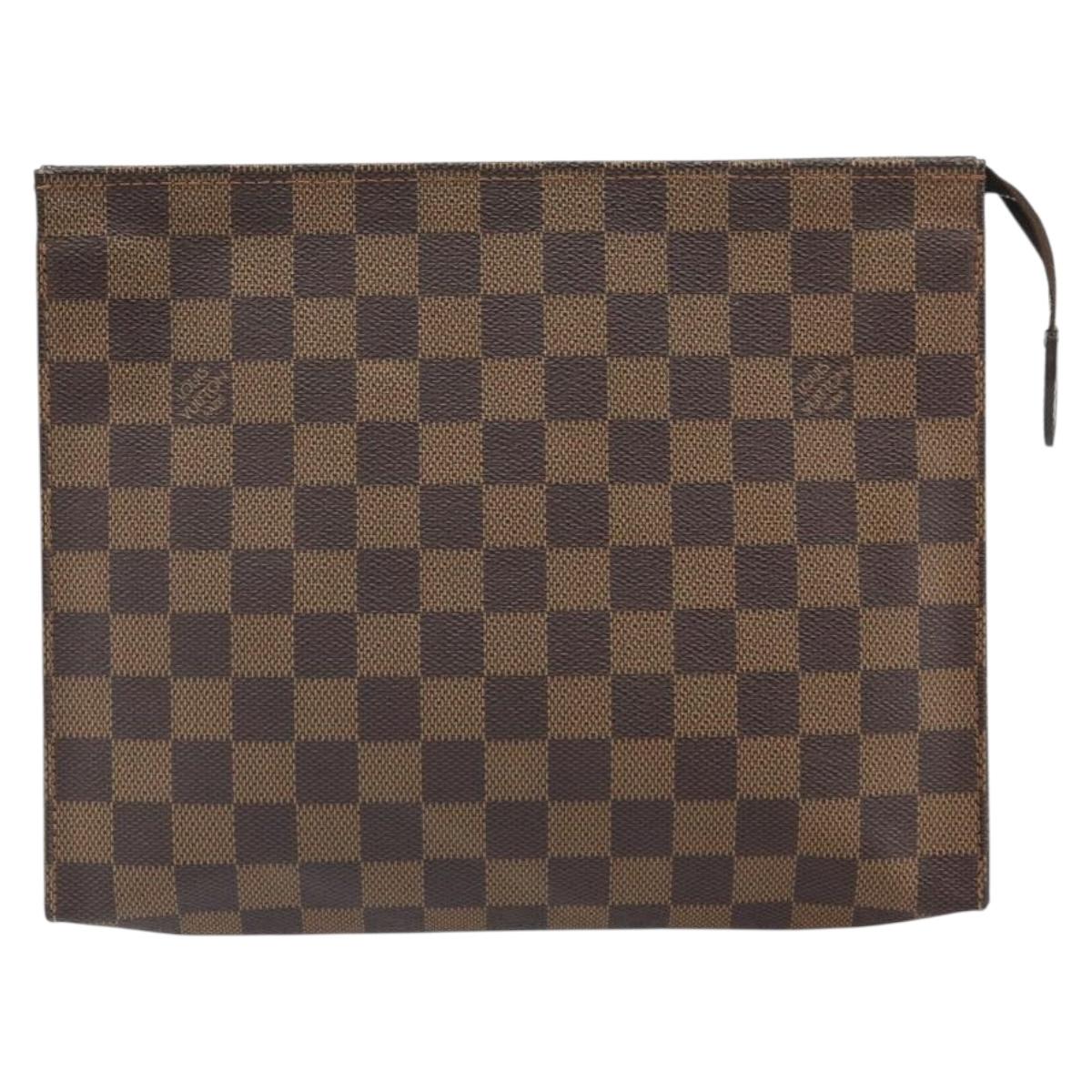LOUIS VUITTON Damier Ebene Poche Toilette 26 Pouch N47543 LV Auth 168948
