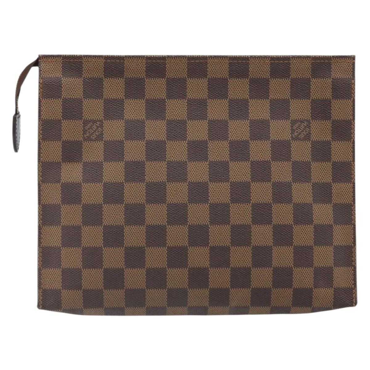 LOUIS VUITTON Damier Ebene Poche Toilette 26 Pouch N47543 LV Auth 168948