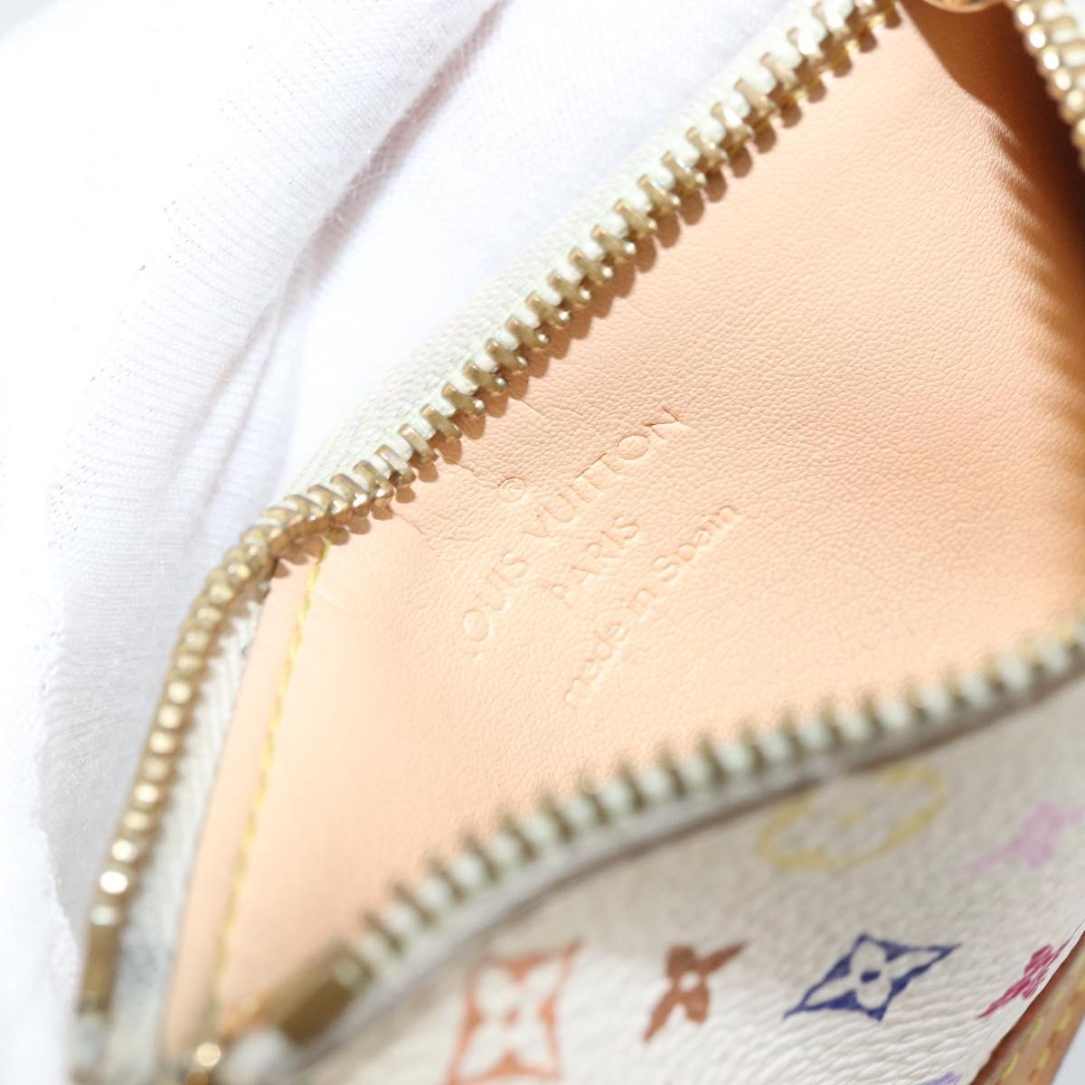 LOUIS VUITTON Monogram Multicolor Pochette Cles Purse White M92655 Auth 168950
