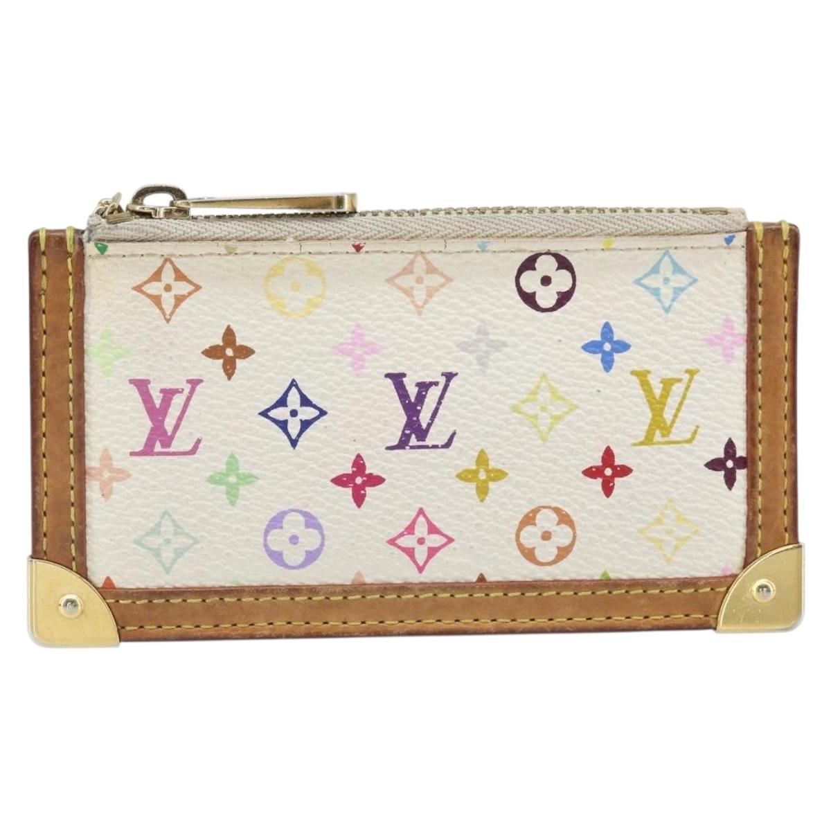 LOUIS VUITTON Monogram Multicolor Pochette Cles Purse White M92655 Auth 168950
