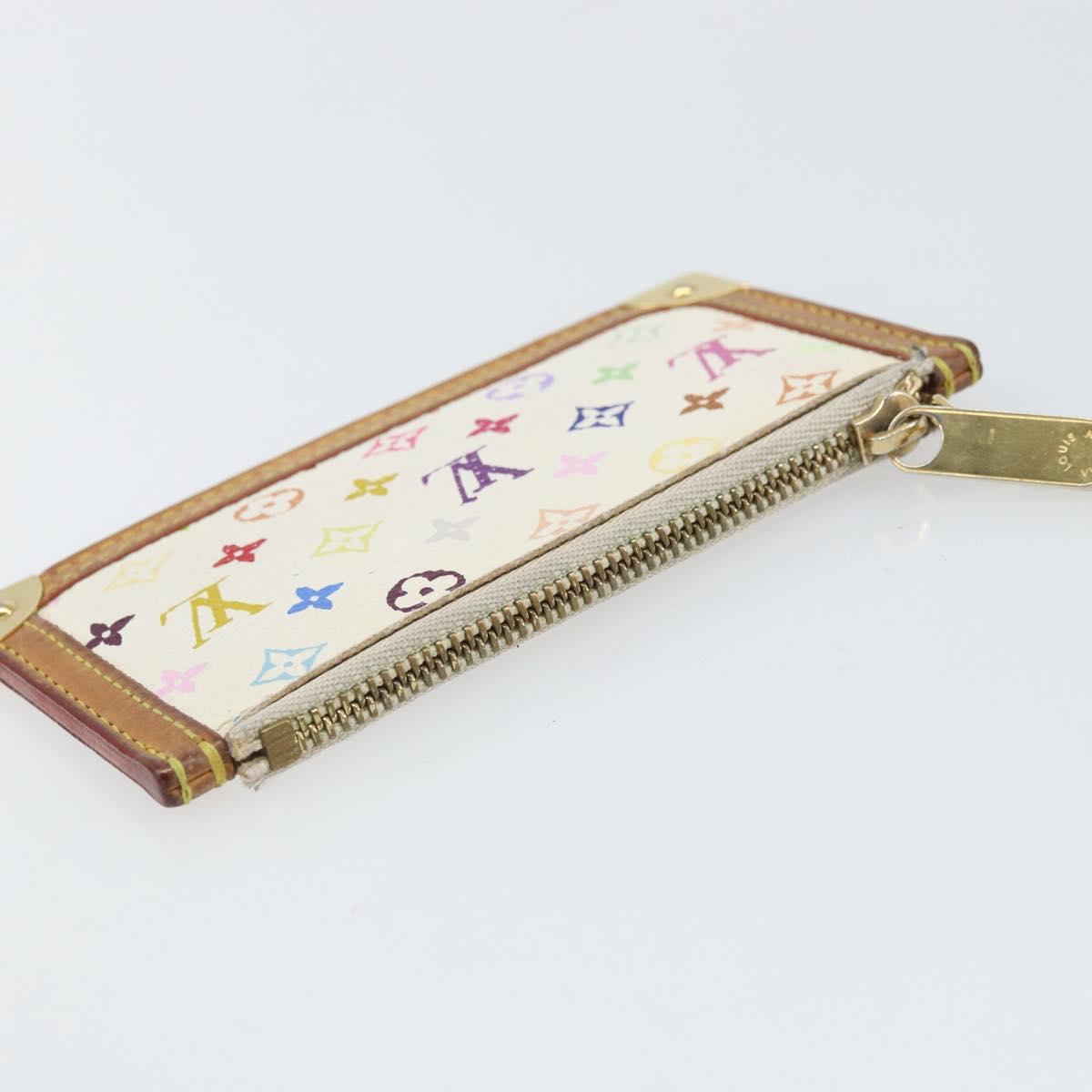 LOUIS VUITTON Monogram Multicolor Pochette Cles Purse White M92655 Auth 168950