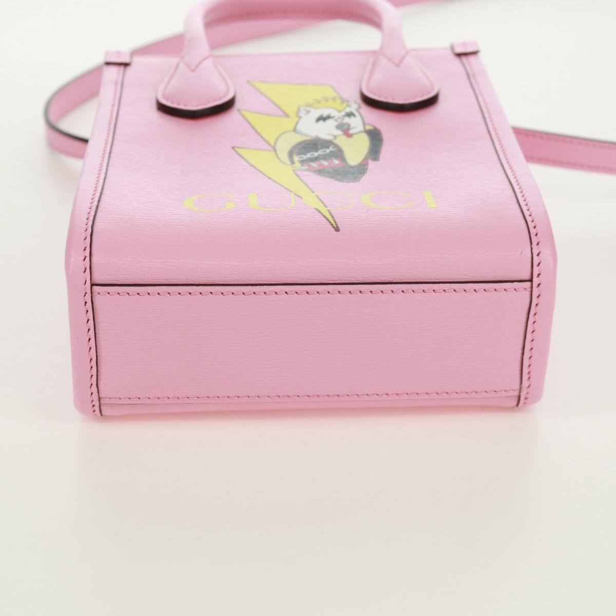 GUCCI Hand Bag Leather 2way Pink Gold 671623 Auth 168965M