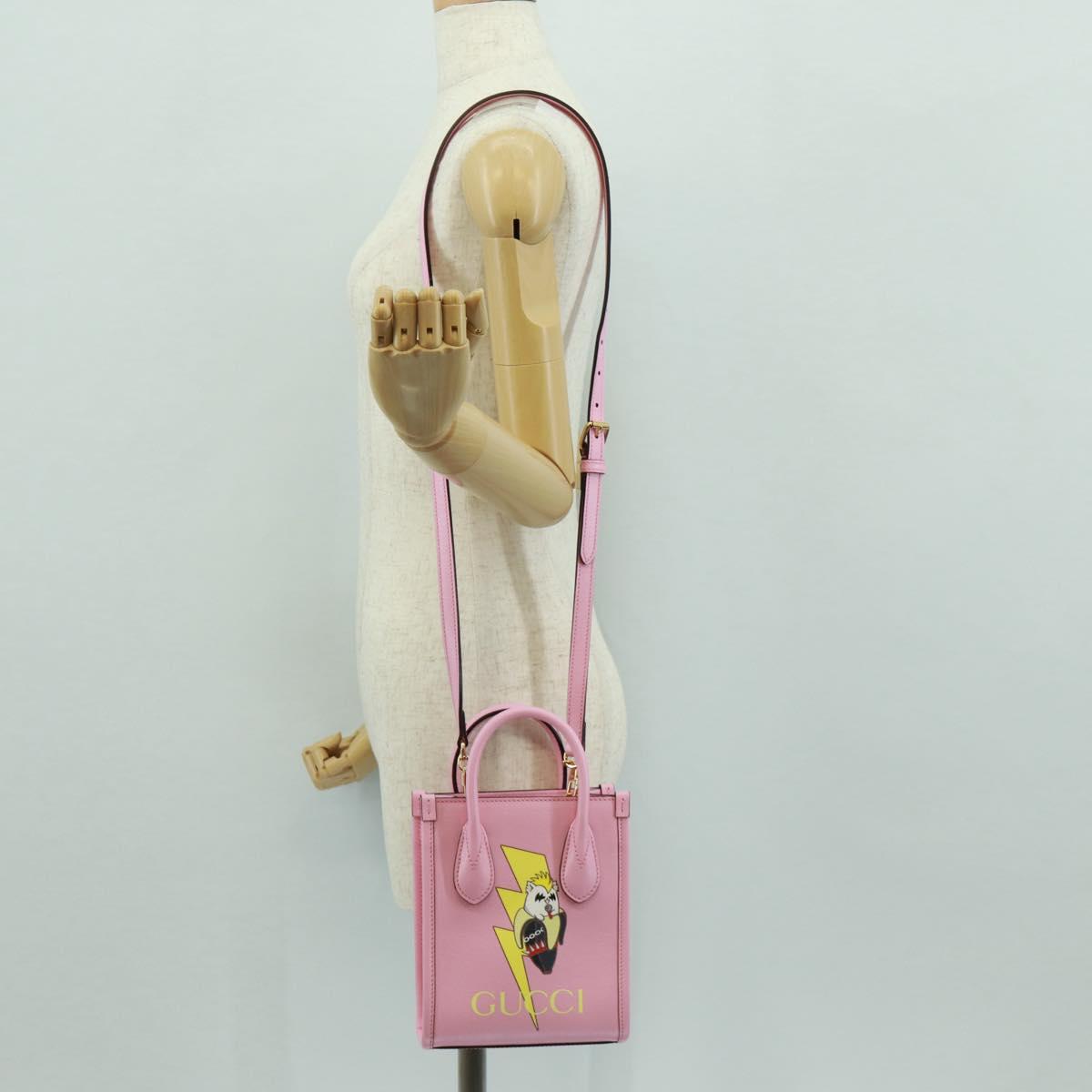 GUCCI Hand Bag Leather 2way Pink Gold 671623 Auth 168965M