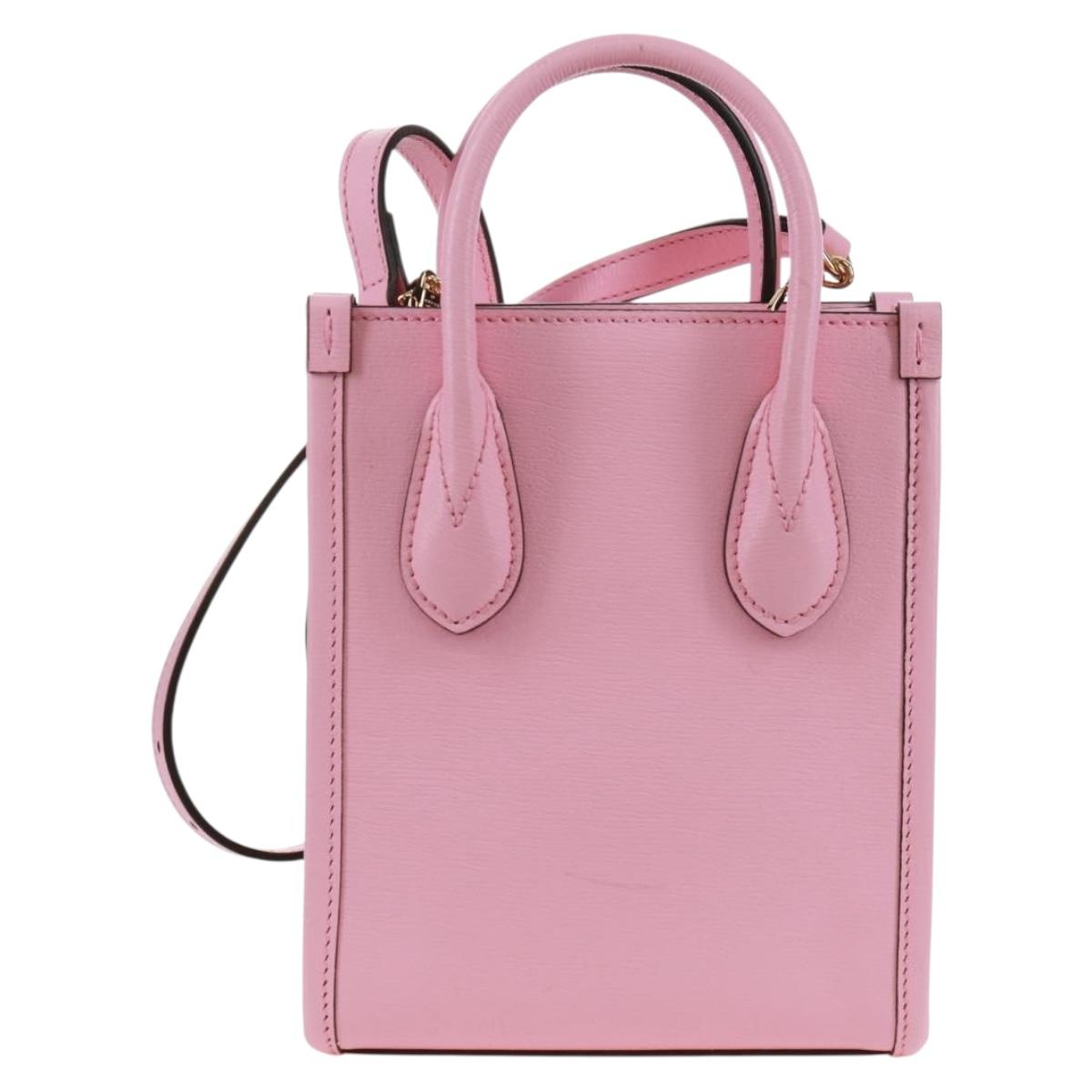 GUCCI Hand Bag Leather 2way Pink Gold 671623 Auth 168965M