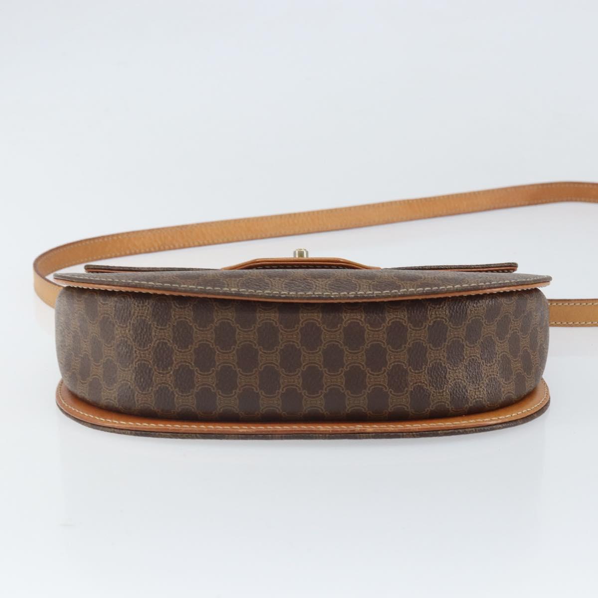 CELINE Macadam Canvas Shoulder Bag PVC Leather 2way Brown Gold Auth 168969