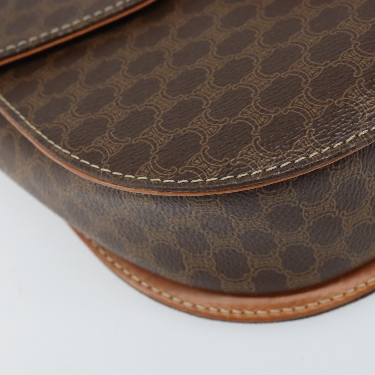 CELINE Macadam Canvas Shoulder Bag PVC Leather 2way Brown Gold Auth 168969